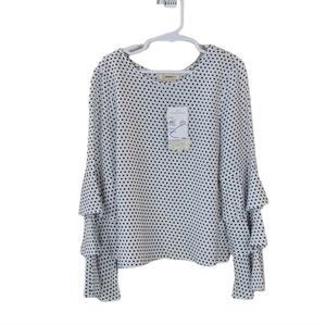 SOPRANO Polka Dot Long Sleeve Tiered Top Size S 7/8
